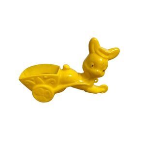 ROSBRO Vintage Yellow Easter Bunny with Wagon Plastic Toy Candy Cart